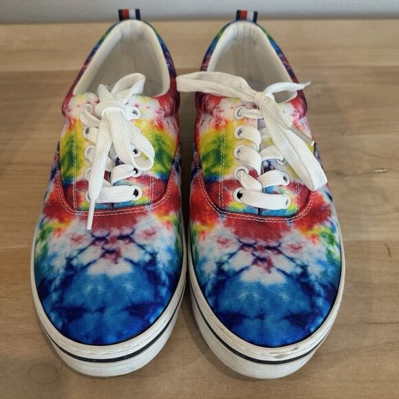 Tommy Hilfiger Tie Dye Multi-Color Canvas Foam Insert Lace Up Hippie Shoes - Picture 3 of 6